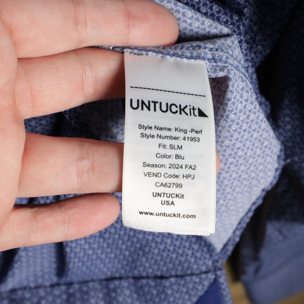 2x UNTUCKit Mens Large Slim Fit‎ Button Down Long Sleeve Shirt Blue/Maroon - Picture 5 of 15